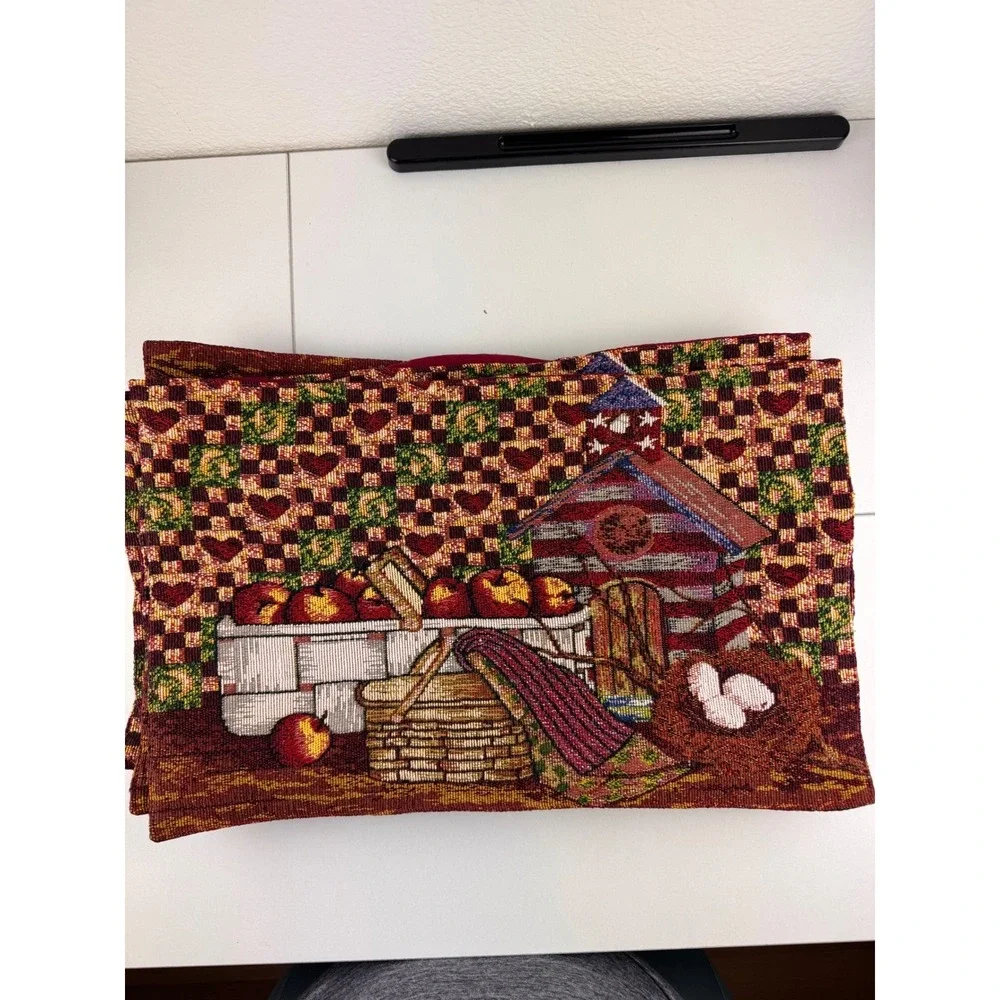 Vintage Americana Apples Farmhouse Rustic Country Woven Placemats Set of 8